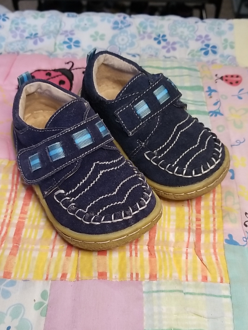 Livie & Luca Navy Blue Suede Shoes with Light Blue Accents Size 5